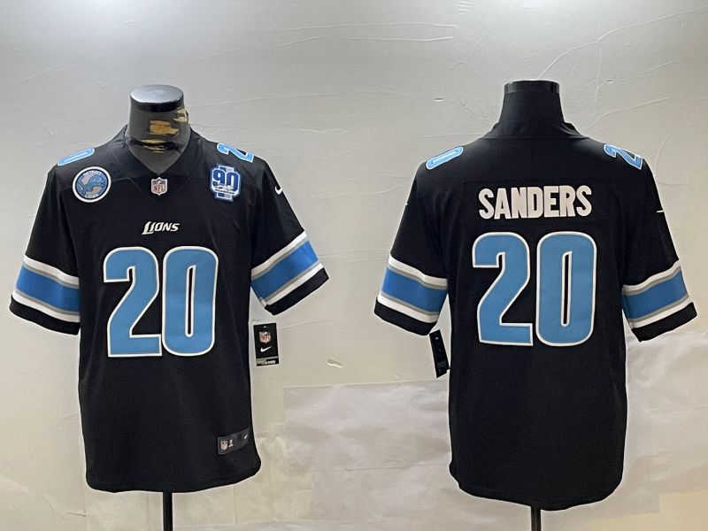 Men Detroit Lions #20 Sanders Black three generations 2024 Nike Limited NFL Jersey style 4->detroit lions->NFL Jersey